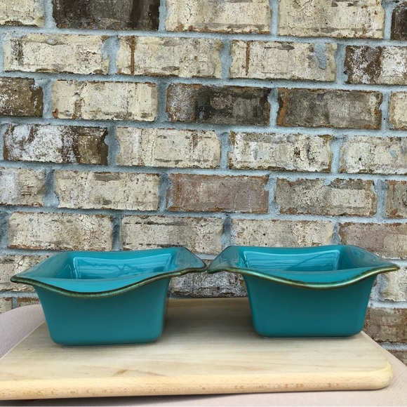 Southern Living at Home 2 Glass TUSCAN Everyday Baker 10" Turquoise Brown Bowl - Picture 9 of 14